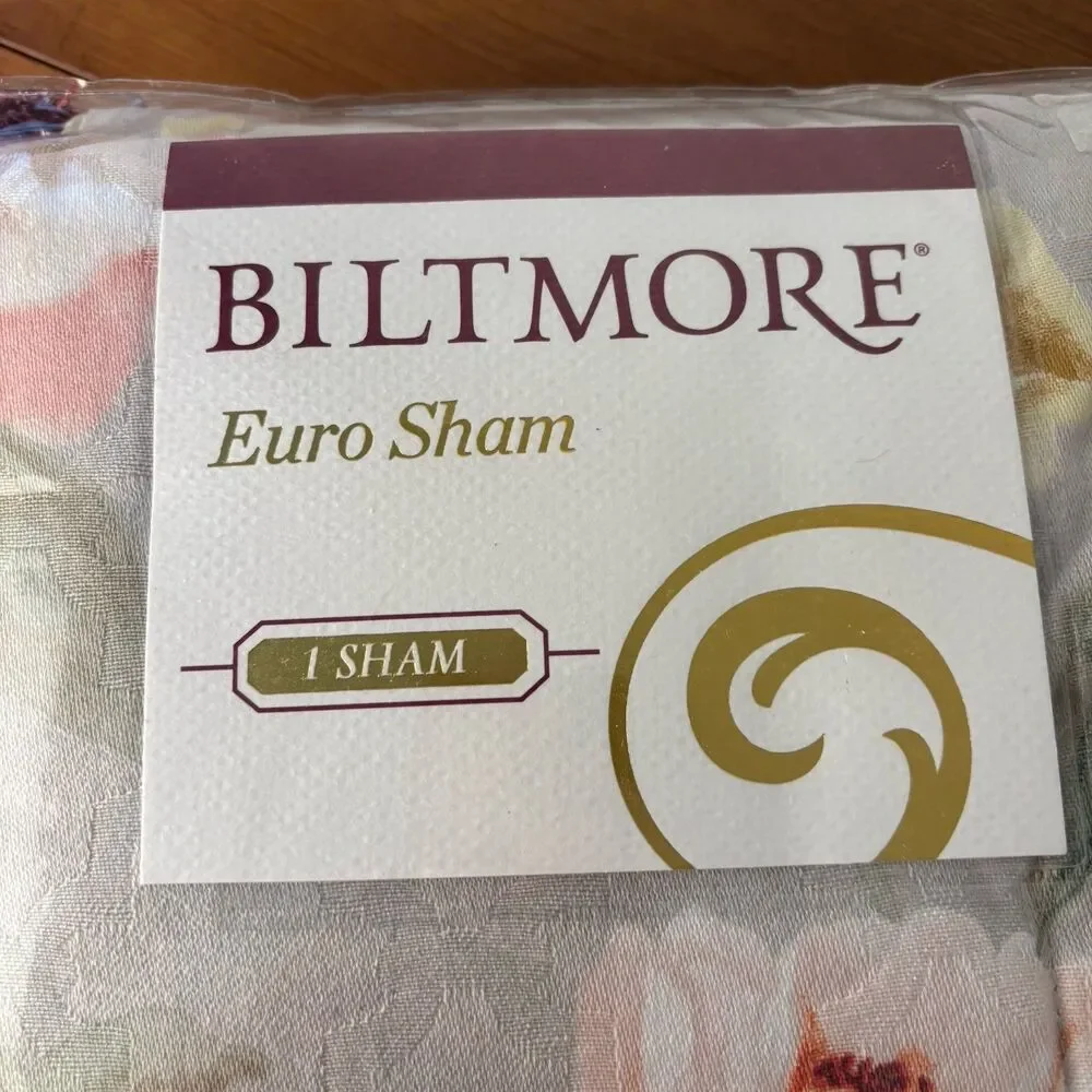 NEW Biltmore 1 Euro Sham Magnolia Floral 26x26x2 in Flange w/ Zipper Closure